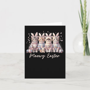 Carte Meowy Pâques Joyeux Bunny Chats de Pâques Animaux 
