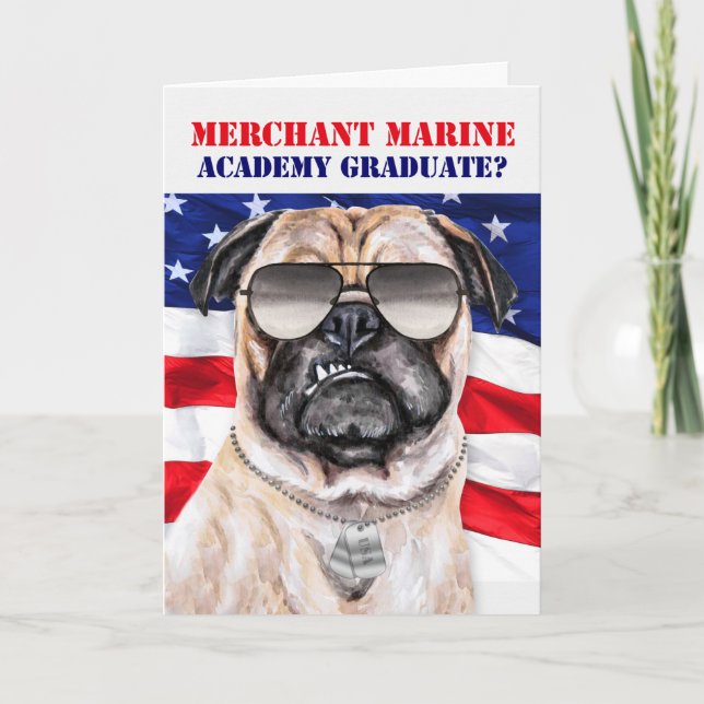 Carte Merchant Marine Academy Funny Carlin Dog Graduate (Devant)