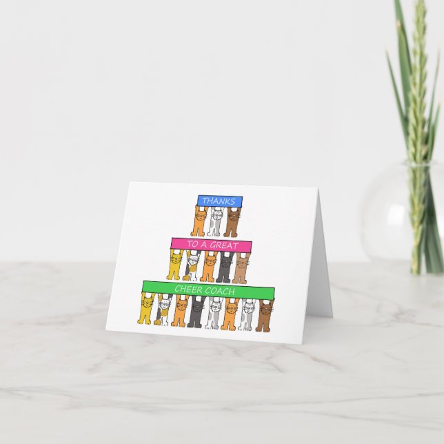 Carte Merci à Cheer Coach Cartoon Cats (Devant)