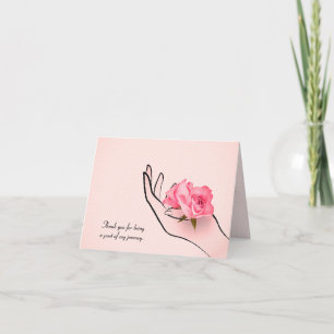 Carte merci à l'ami rose en main