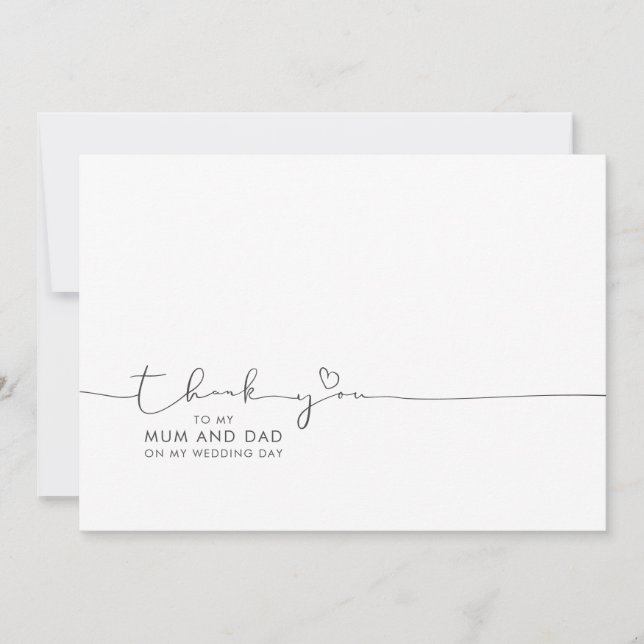 Carte Merci à maman et papa Message du jour de mariage (Devant)