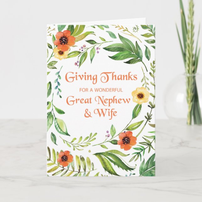 Carte Merci à Nephew et à sa femme Thanksgiving (Devant)