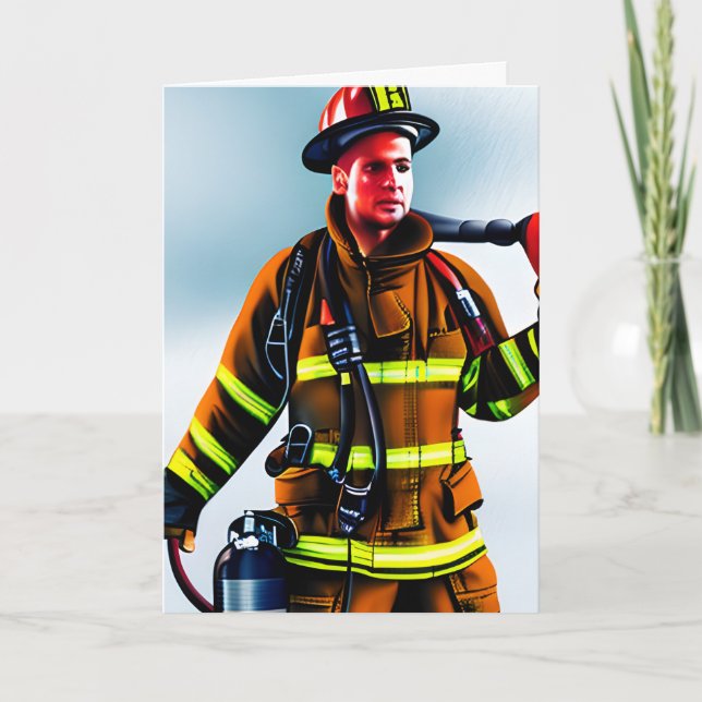 Carte Merci à un message personnalisé Firefighter (Devant)