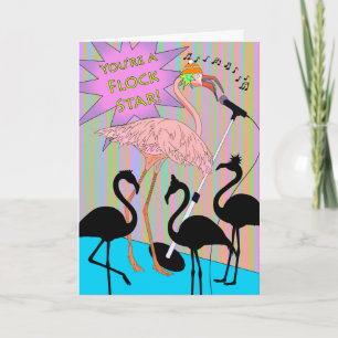 Carte Merci amusant pour la musique avec Flamant rose de