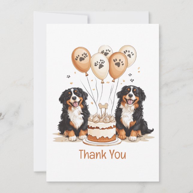 Carte Merci Anniversaire Bernese Mountain Dogs (Devant)