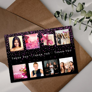 Carte Merci anniversaire photo collage femmes noir