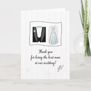 Carte Merci au meilleur homme avec robe Mariage Tuxedo