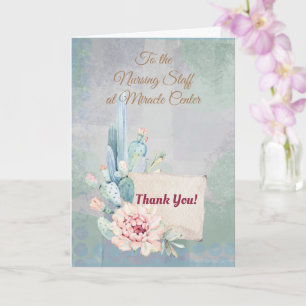 Carte Merci au personnel infirmier Aquarelle Cactus