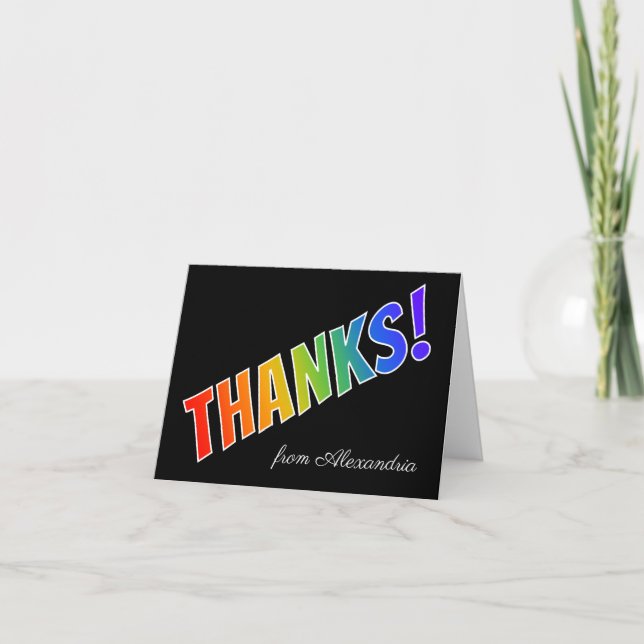 Carte "MERCI !" avec lettres d'apparence arc-en-ciel, no (Devant)