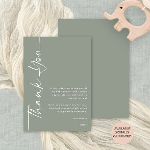 Carte Merci Baby shower de mesure de calligraphie pivoté