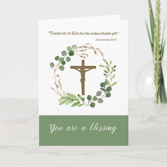 Carte Merci Bénédiction religieuse Merci à Dieu (Devant)