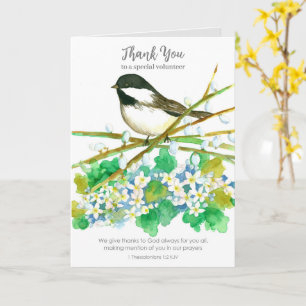 Carte Merci Bénévole Religieux Christian Chickadee