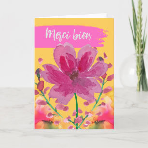 Carte Merci bien Merci en Fleurs d'Aquarelle Française
