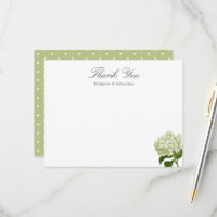 Carte Merci blanche et verte Hydrangea