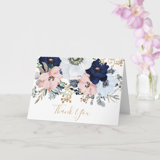 Carte Merci bleu et rose pâle (Orchidée)