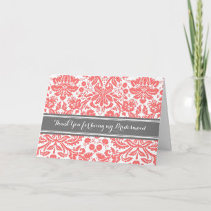 Carte Merci Bridesmaid Coral Grey