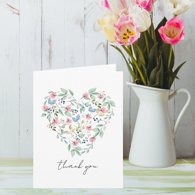 Carte Merci cardiaque fleur sauvage ou toute occasion (Click "Personalize this Template" to customize this card for any occasion.)