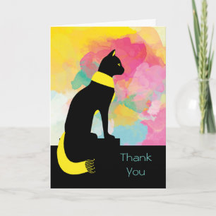 Carte Merci C'était Purrfection Chat noir et Écharpe
