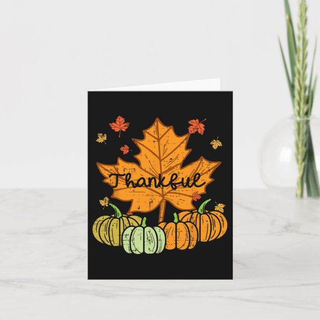 Carte Merci Citrouille feuille mignon Thanksgiving Fall  (Devant)