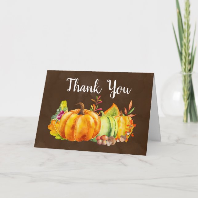 Carte Merci Citrouilles Feuilles et légumes (Devant)