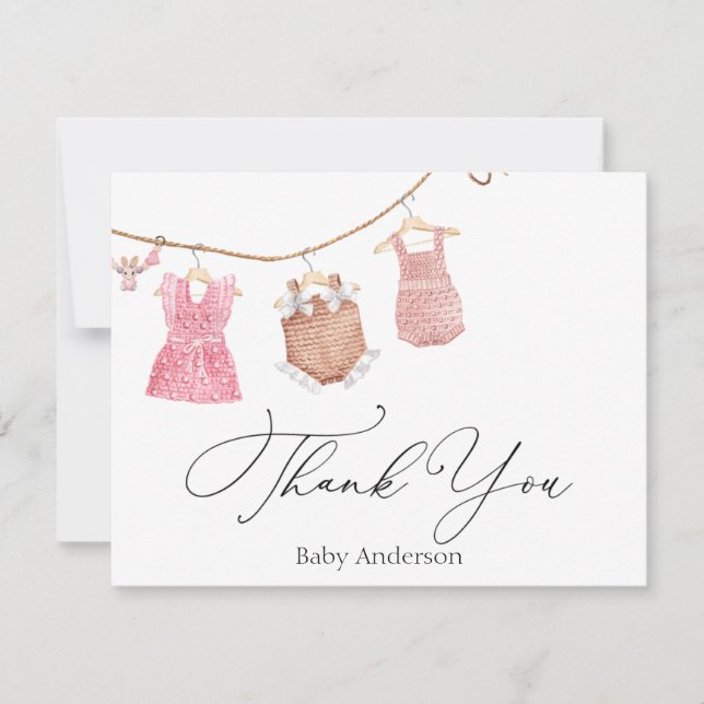 Carte Merci classique pour bébé fille (Devant)