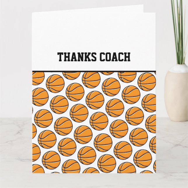 Carte MERCI COACH Basketball Team Orange Black White (Devant)