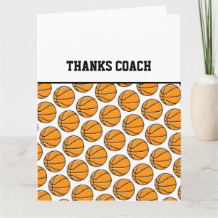 Carte MERCI COACH Basketball Team Orange Black White