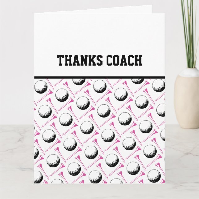 Carte MERCI COACH Dames équipe de golf rose noir blanc (Devant)