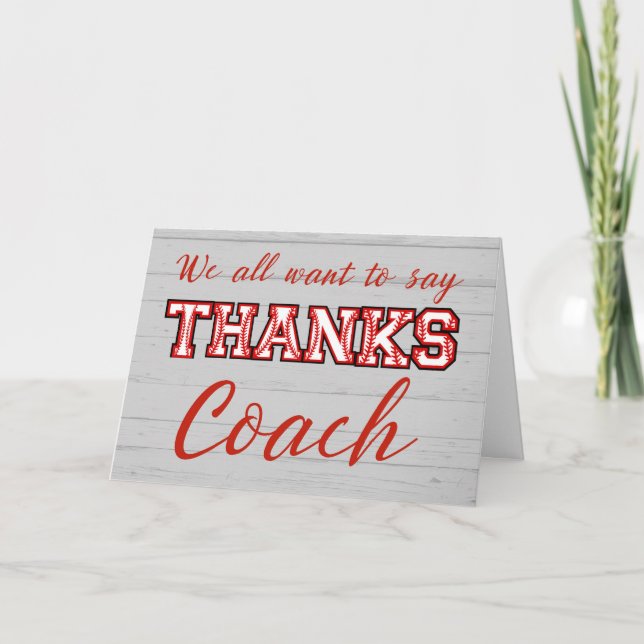 Carte Merci Coach De Toutes Les Lettres De Baseball (Devant)