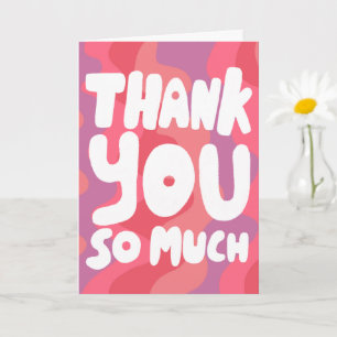 Carte MERCI coloré rose rayures incurvées PERSONNALISÉ