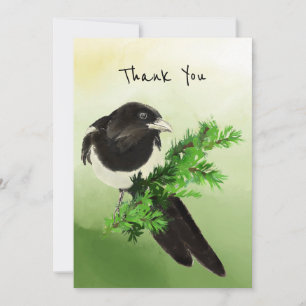 Carte Merci Curieux Magpie Garden Oiseau Faune Art 