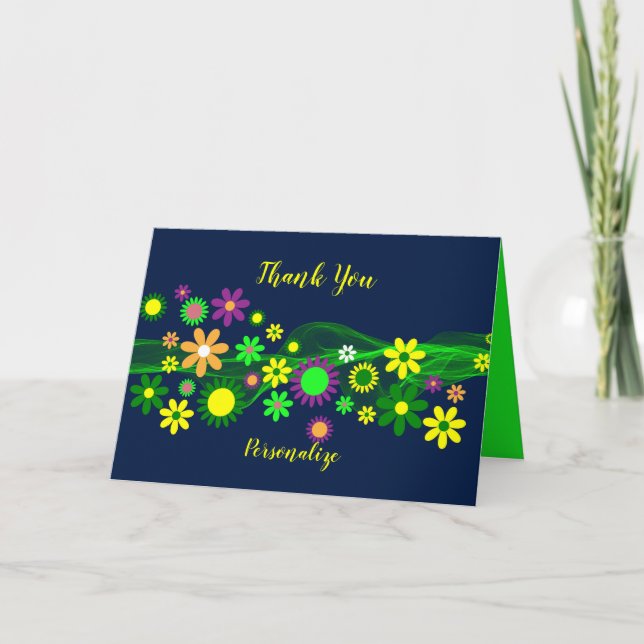 Carte Merci d'alimentation Fleur Rétro Personnaliser (Devant)