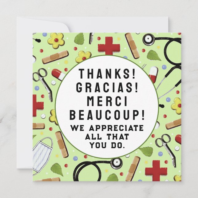 Carte Merci d'appréciation des infirmières (Devant)