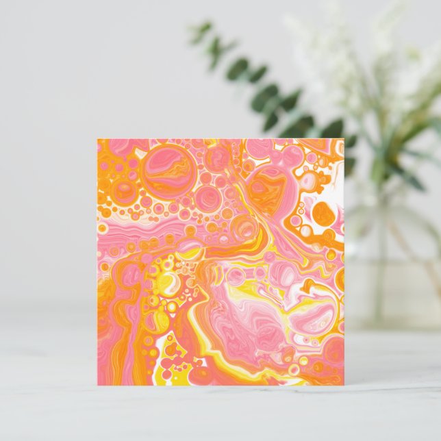 Carte Merci d'art fluide rose et orange (Debout devant)
