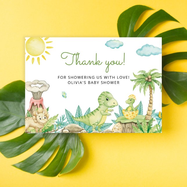 Carte Merci de Baby shower Cute Dinosaur (Créateur téléchargé)