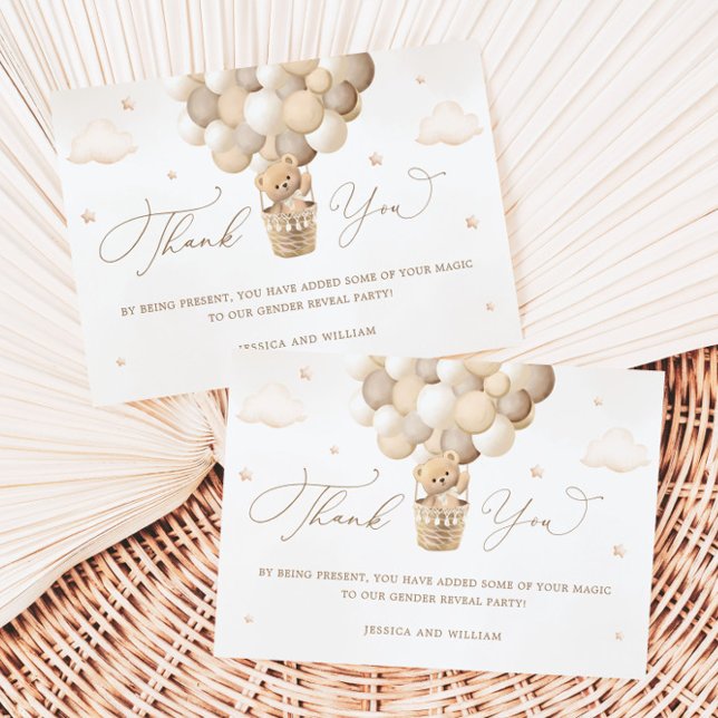 Carte Merci de Baby shower de l'ours en peluche neutre (Créateur téléchargé)