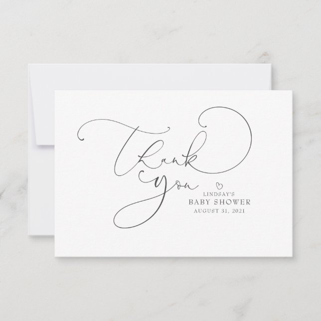 Carte Merci de Baby shower de script de couleur modifiab (Devant)