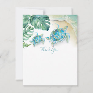 Carte Merci de Baby shower de tortue de mer tropicale