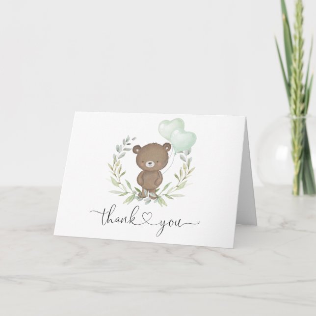 Carte Merci de Baby shower d'ours en tourbe doux (Devant)