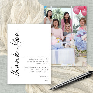 Carte Merci de Baby shower photo en noir pivoté