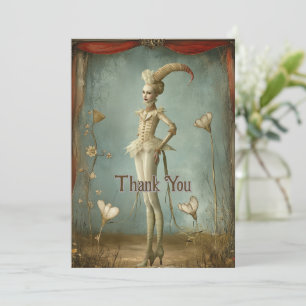 Carte Merci de caractère Whimsical Surreal Harlequin