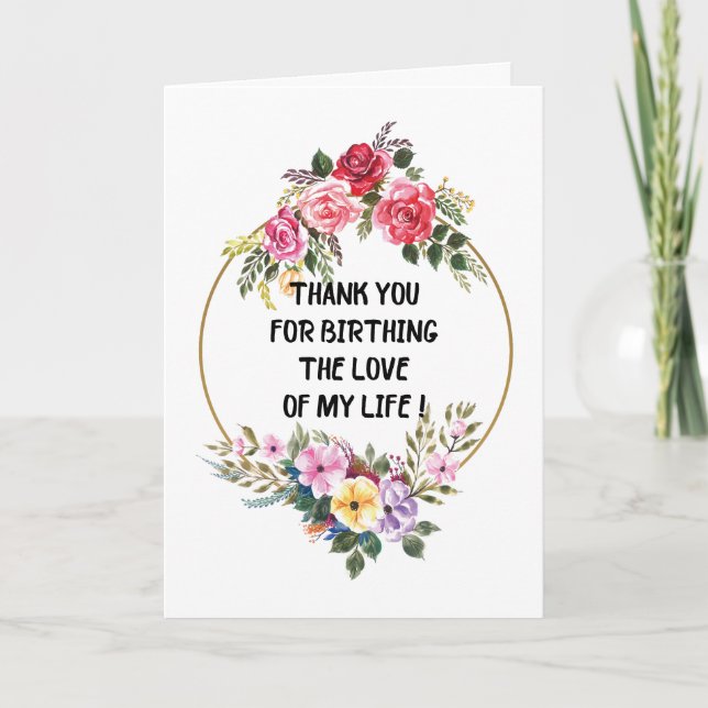 Carte Merci de donner naissance à l'amour de ma vie (Devant)