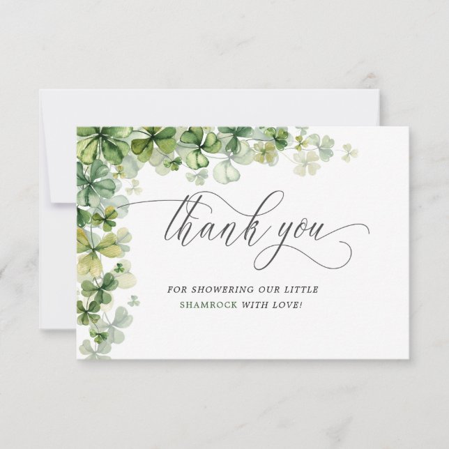 Carte Merci de Fête des mariées de printemps petit Shamr (Devant)