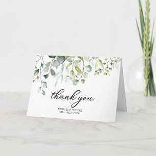 Carte Merci de Fête des mariées Eucalyptus vert mignon