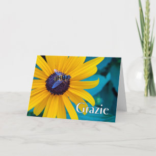 Carte Merci de grazie en italien avec abeille en fleur
