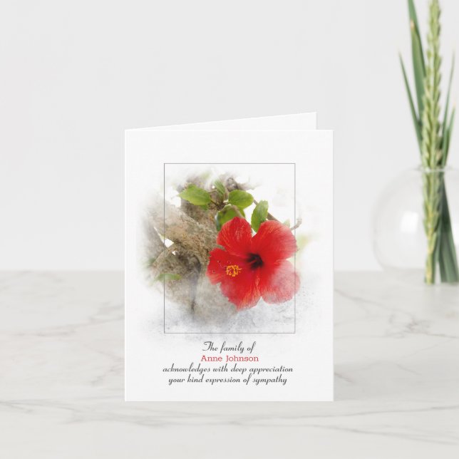 Carte Merci de la sympathie de l'Hibiscus rouge (Devant)
