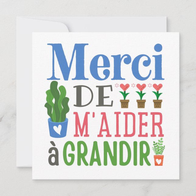 Carte Merci de m'aider à grandir (Devant)