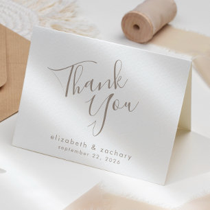 Carte Merci de Mariage de script moderne Taupe