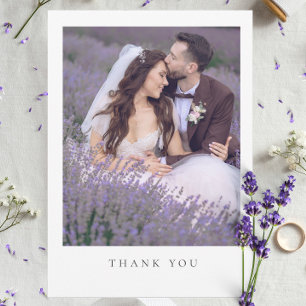 Carte Merci de message de Mariage photo minimaliste simp