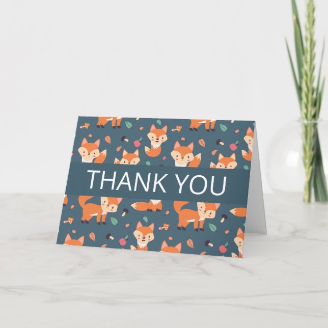 Carte Merci de Motif Orange Fox (Devant)
